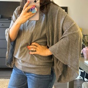 BCBG MaxAzria 100% Merino Wool Grey Sweater/Poncho